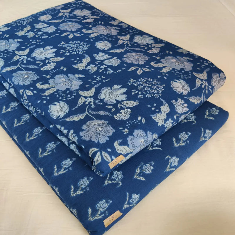 Traditiona Hand Block  print Cotton top and bottom set (2PCYS48)
