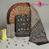 EXCLUSIVE HAND BLOCK CHANDERI SILK SUIT SET WITH CHANDERI DUPATTA (CHDYS110)