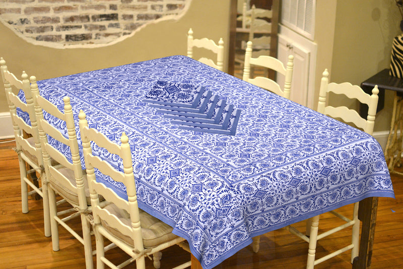 Designer Hand Block Print Dining Table Cover with Six Napkin ( DTCYS01)