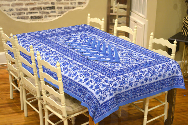 DESIGNER HAND BLOCK PRINT DINING TABLE COVER WITH SIX NAPKIN ( DTCYS02)