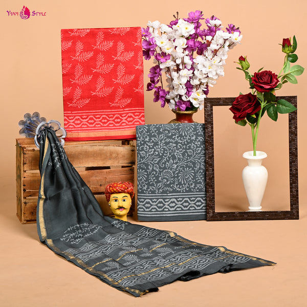 Designer Hand Block Print Chanderi Silk Suit set with Premium Chanderi Dupatta (CHDYS25)