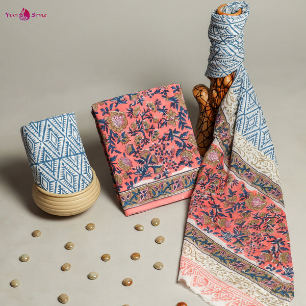 EXCLUSIVE HAND BLOCK PRINT PURE COTTON SUIT WITH COTTO MULMUL DUPATTA (MALYS226)