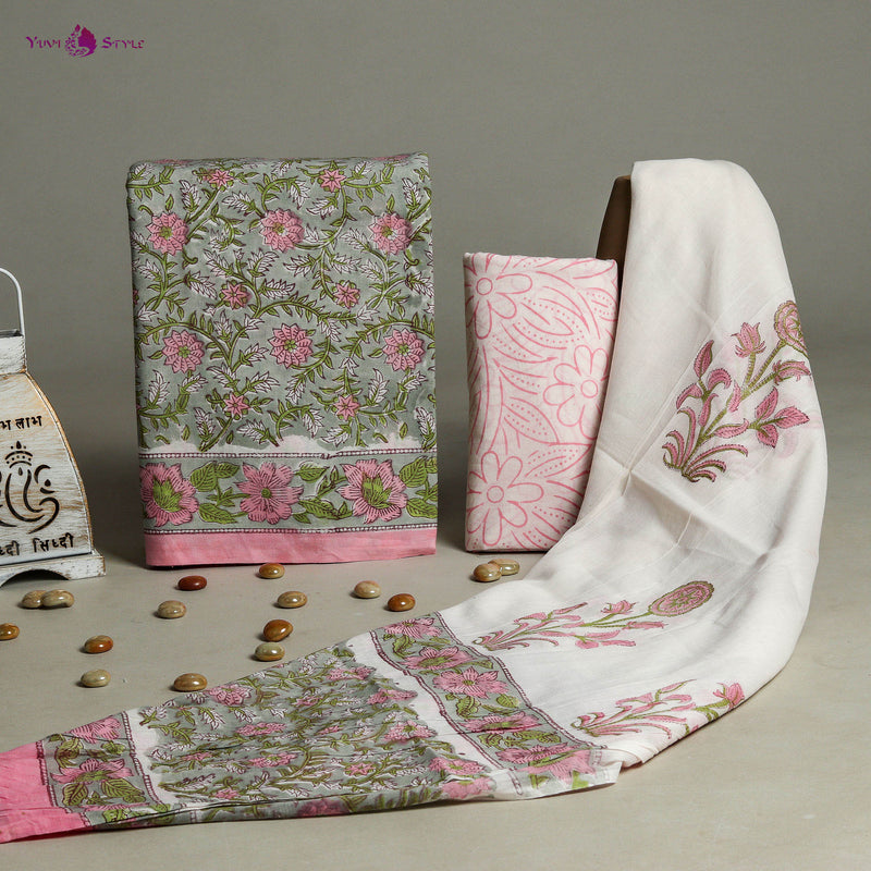 EXCLUSIVE HAND BLOCK PRINT PURE COTTON SUIT WITH COTTON MULMUL DUPATTA (MALYS111)