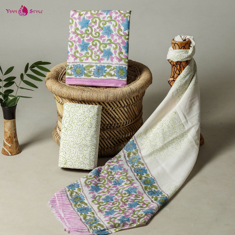 EXCLUSIVE HAND BLOCK PRINT PURE COTTON SUIT WITH COTTON MULMUL DUPATTA (MALYS114)