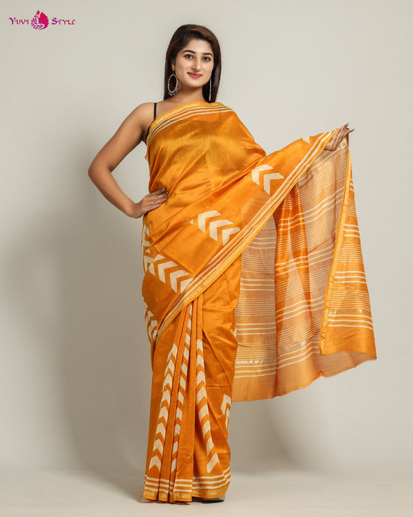 EXCLUSIVE HAND BLOCK PREMIUM CHANDERI SILK SAREE (CHDSYS36)