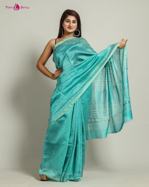 EXCLUSIVE HAND BLOCK PREMIUM CHANDERI SILK SAREE (CHDSYS44)