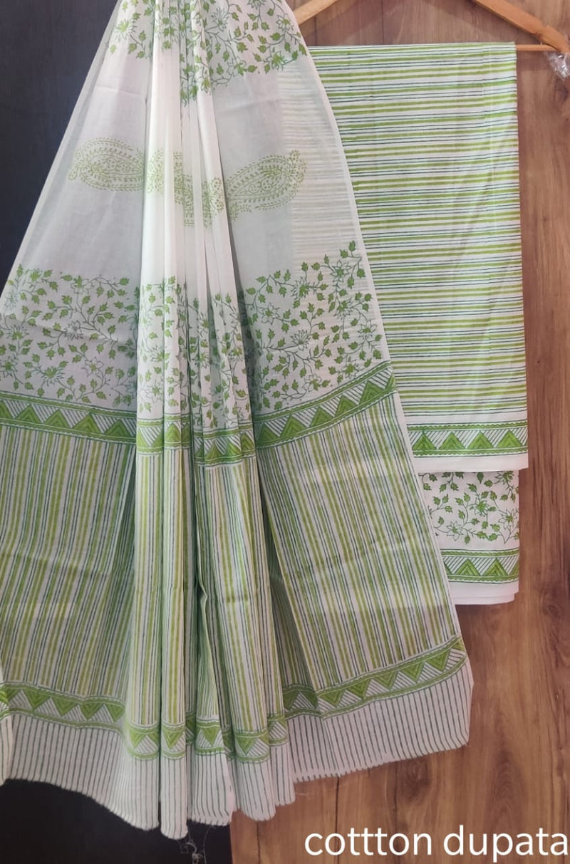 Designer Hand Block Print Pure Cotton Suit with Cotton Mulmul Dupatta (MALYS21)
