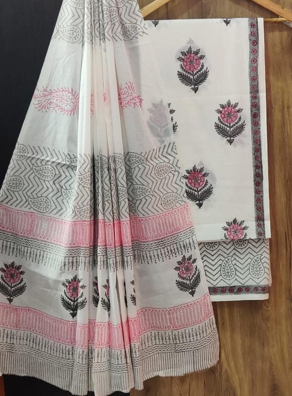 DESIGNER HAND BLOCK PRINT PURE COTTON SUIT WITH MULMUL DUPATTA (MALYS66)