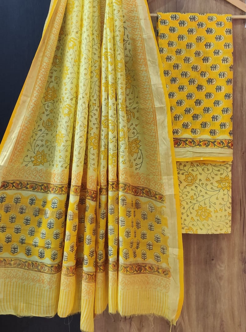 DESIGNER HAND BLOCK PRINT MAHESHWARI SILK SUIT SET (MSLYS80)