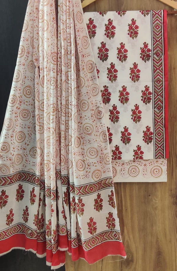 YUVI STYLE HAND BLOCK PRINT PURE COTTON SUIT WITH COTTON MULMUL DUPATTA (MALYS168)