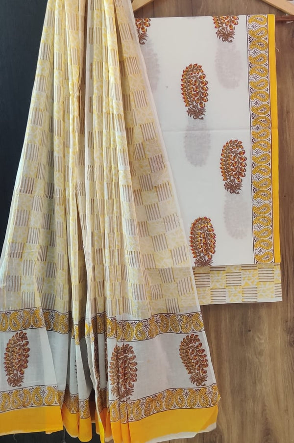 YUVI STYLE HAND BLOCK PRINT PURE COTTON SUIT WITH COTTON MULMUL DUPATTA (MALYS161)