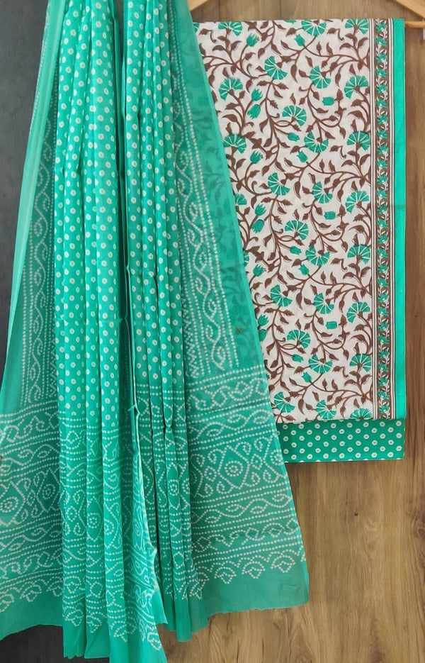 EXCLUSIVE HAND BLOCK PRINT PURE COTTON SUIT WITH COTTO MULMUL DUPATTA (MALYS237)