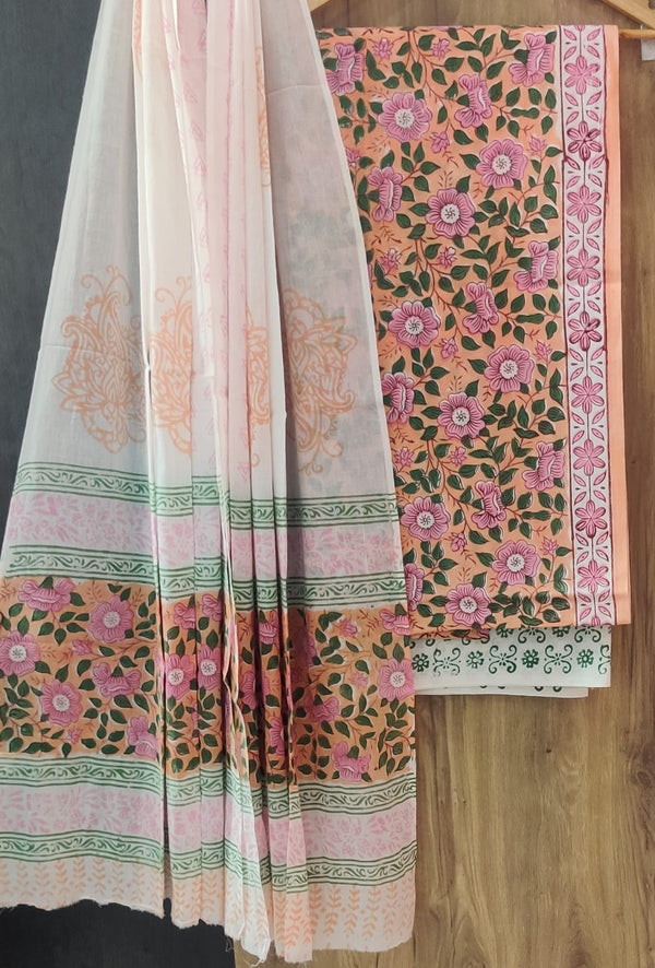EXCLUSIVE HAND BLOCK PRINT PURE COTTON SUIT WITH COTTO MMUL DUPATTA (MALYS134)