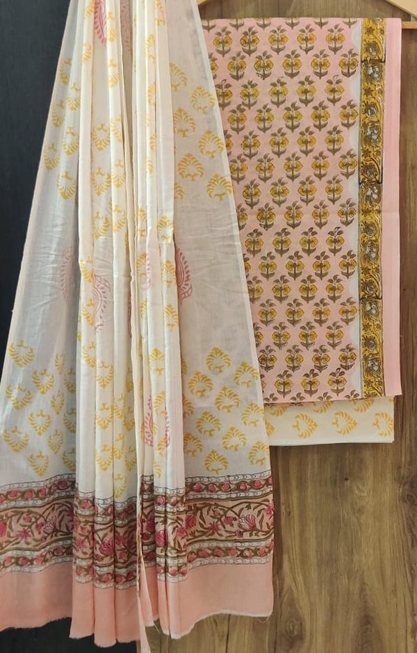 EXCLUSIVE HAND BLOCK PRINT PURE COTTON SUIT WITH COTTO MULMUL DUPATTA (MALYS261)