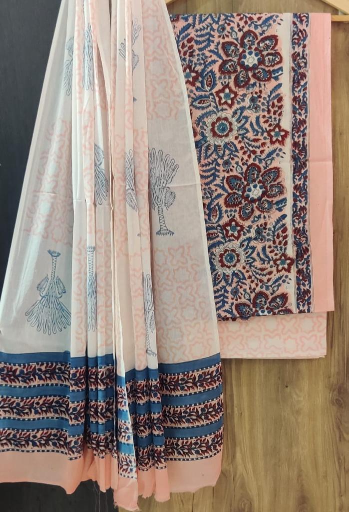 DESIGNER HAND BLOCK PRINT PURE COTTON SUIT WITH COTTON MULMUL DUPATTA(MALYS260)