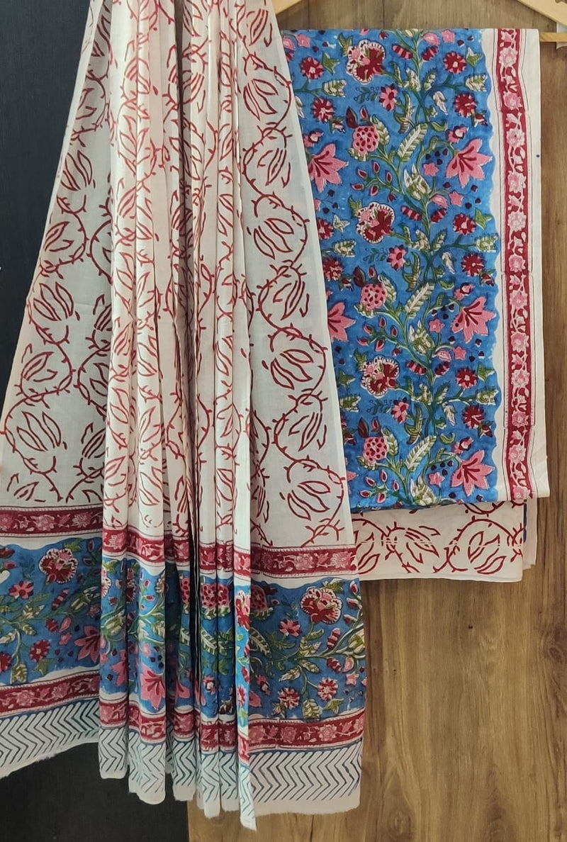 YUVI STYLE HAND BLOCK PRINT PURE COTTON SUIT WITH COTTO MMUL DUPATTA (MALYS246)