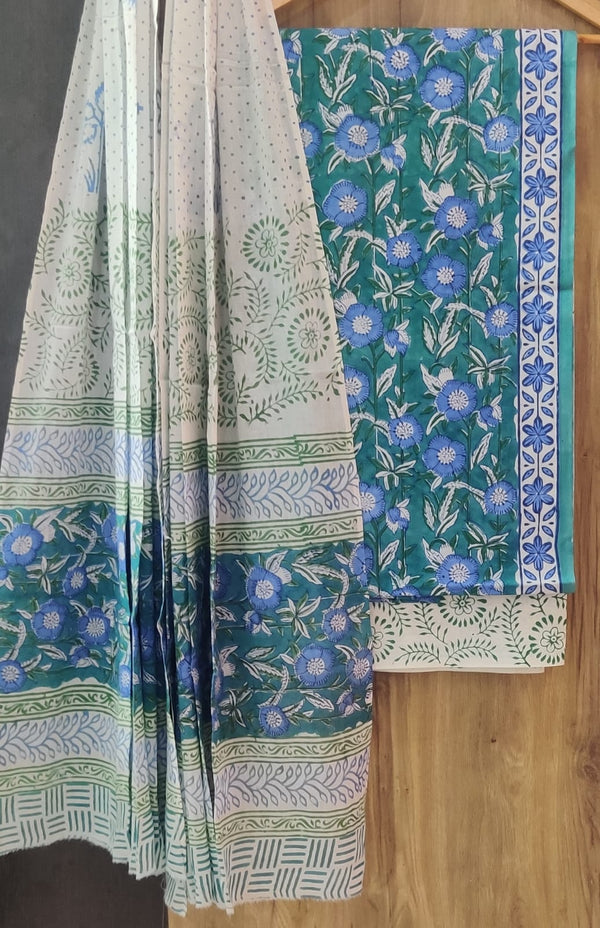 EXCLUSIVE HAND BLOCK PRINT PURE COTTON SUIT WITH COTTO MULMUL DUPATTA (MALYS245)