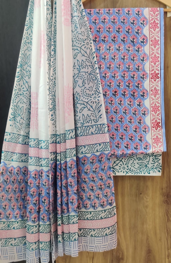 YUVI STYLE HAND BLOCK PRINT PURE COTTON SUIT WITH COTTO MMUL DUPATTA (MALYS228)