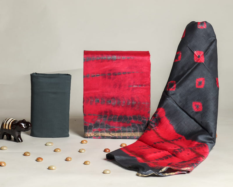 YUVI STYLE HAND BLOCK CHANDERI SILK SUIT SET WITH CHANDERI DUPATTA (CHDYS240)