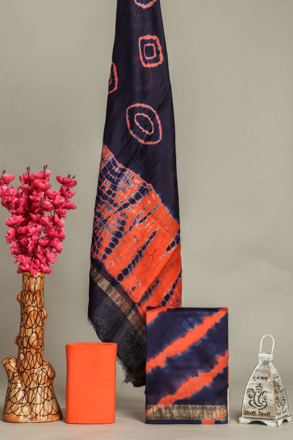 EXCLUSIVE HAND BLOCK PRINT MAHESHWARI SILK SUIT WITH MAHESHWARI SILK DUPPTA(MSLYS73)