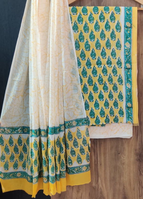 EXCLUSIVE HAND BLOCK PRINT PURE COTTON SUIT WITH MULMUL DUPATTA (MALYS304)