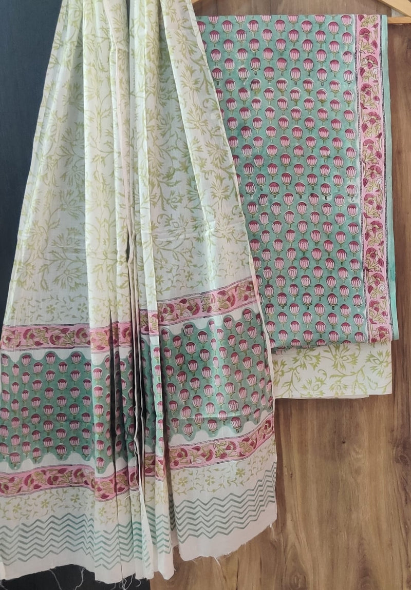 EXCLUSIVE HAND BLOCK PRINT PURE COTTON SUIT WITH MULMUL DUPATTA (MALYS307)