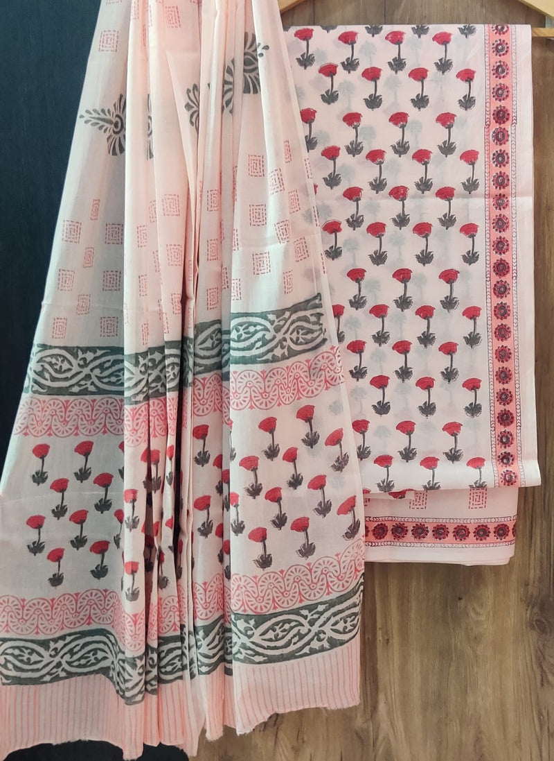 YUVI STYLE HAND BLOCK PRINT PURE COTTON SUIT WITH COTTON MULMUL DUPATTA (MALYS159)