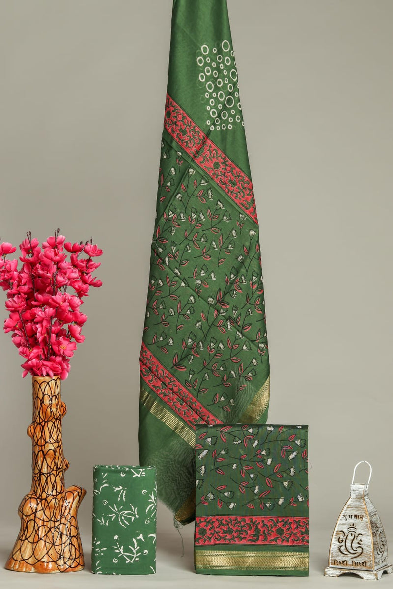 TRADITIONAL HAND BLOCK PRINT MAHESHWARI SILK SUIT WITH MAHESHWARI SILK DUPATTA (MSLYS159)