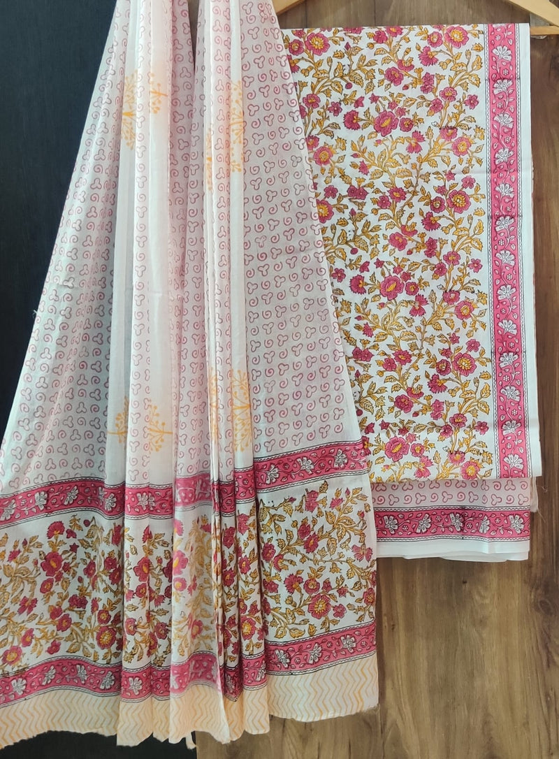 TRADITIONAL HAND BLOCK PRINT PURE COTTON SUIT WITH COTTON MULMUL DUPATTA( MALYS202)