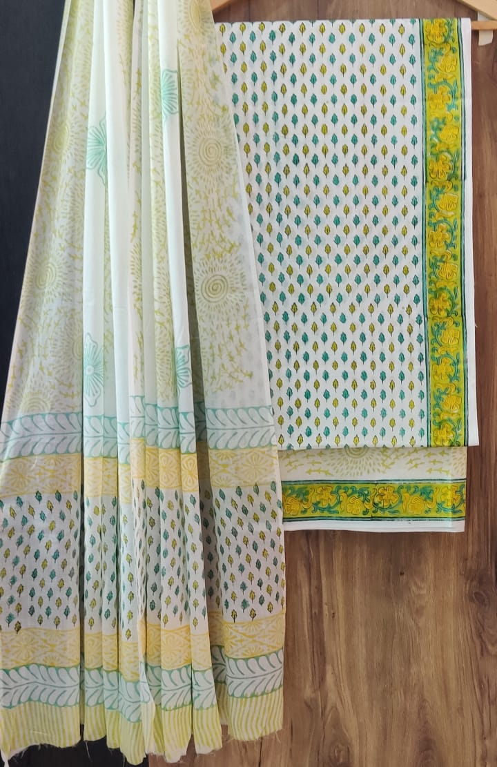 EXCLUSIVE HAND BLOCK PRINT PURE COTTON SUIT WITH COTTO MULMUL DUPATTA (MALYS165)