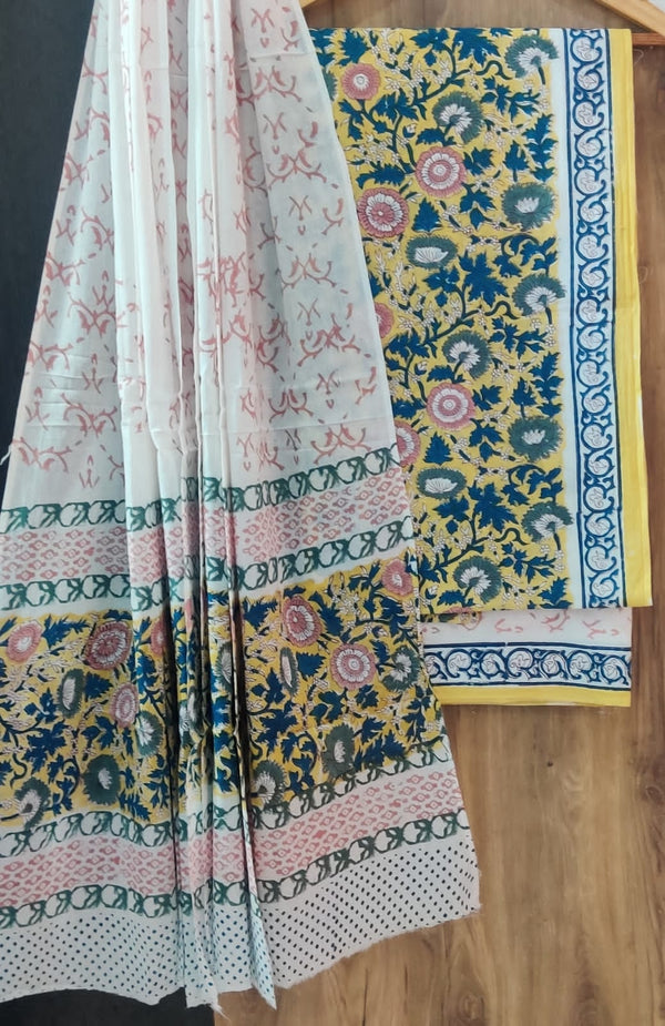 EXCLUSIVE HAND BLOCK PRINT PURE COTTON SUIT WITH COTTO MULMUL DUPATTA (MALYS120)