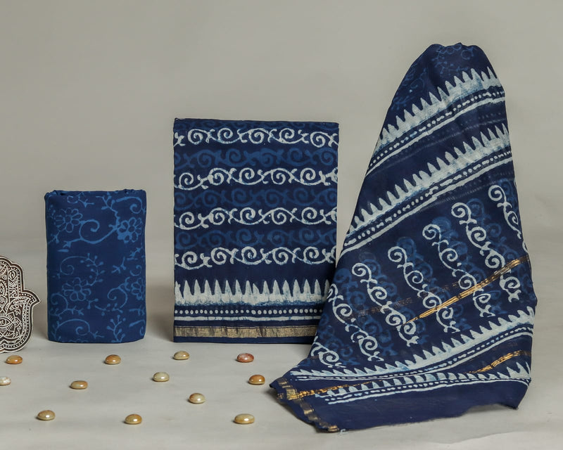 Designer Hand Block Print Chanderi Silk Suit set with Premium Chanderi Dupatta (CHDYS24)