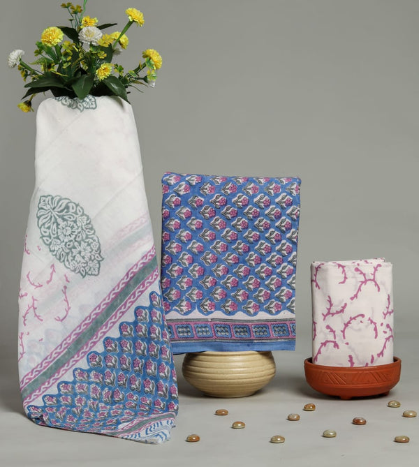 YUVI STYLE HAND BLOCK LEHERIYA PRINT COTTON SUIT SET (MALYS284)