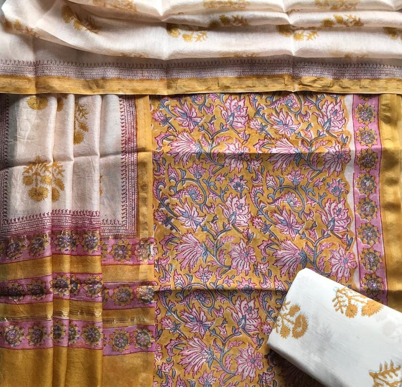 Designer Hand Block Print Pure Cotton Suit With Premium Chanderi Silk Dupatta Chdys23 Yuvi style