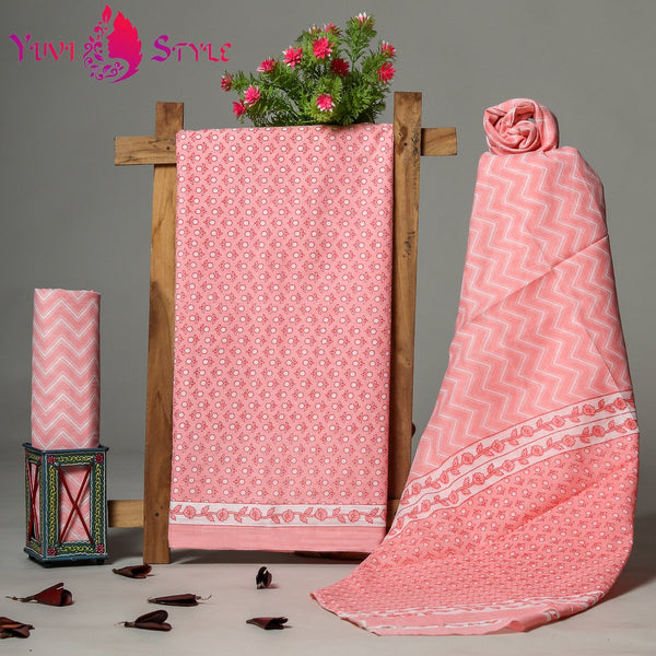 Designer Hand Block Print Pure Cotton Suit with Cotton Mulmul Dupatta (MALYS05)